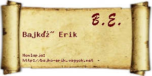 Bajkó Erik névjegykártya